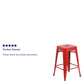 Commercial Grade 24" High Backless Red Metal Indoor-Outdoor Counter Height Stool With Square Seat By Flash Furniture | Bar Stools | Modishstore - 4