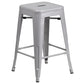 Commercial Grade 24" High Backless Silver Metal Indoor-Outdoor Counter Height Stool With Square Seat By Flash Furniture | Bar Stools | Modishstore - 2