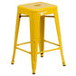 Commercial Grade 24" High Backless Yellow Metal Indoor-Outdoor Counter Height Stool With Square Seat By Flash Furniture | Bar Stools | Modishstore - 2