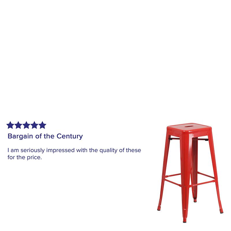 Commercial Grade 30" High Backless Red Metal Indoor-Outdoor Barstool With Square Seat By Flash Furniture | Bar Stools | Modishstore - 4