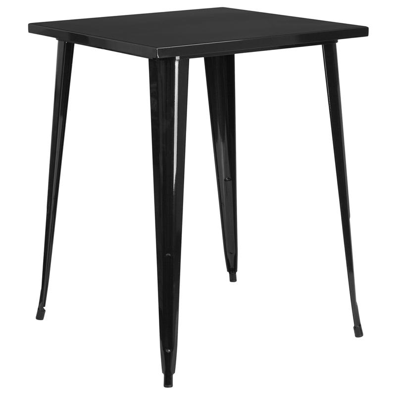 Commercial Grade 31.5" Square Black Metal Indoor-Outdoor Bar Height Table By Flash Furniture | Outdoor Tables | Modishstore - 2