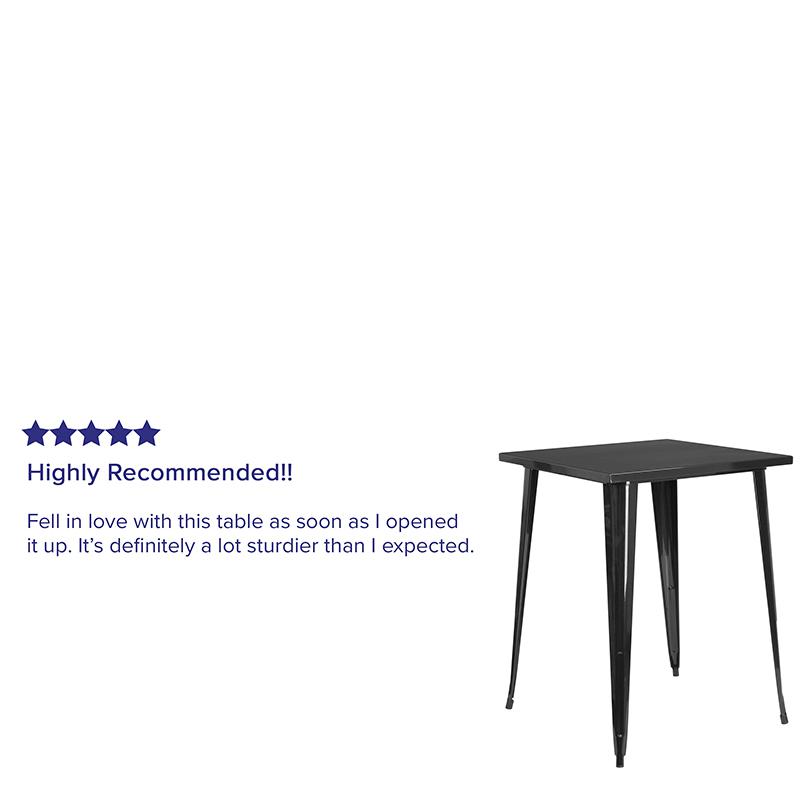 Commercial Grade 31.5" Square Black Metal Indoor-Outdoor Bar Height Table By Flash Furniture | Outdoor Tables | Modishstore - 4