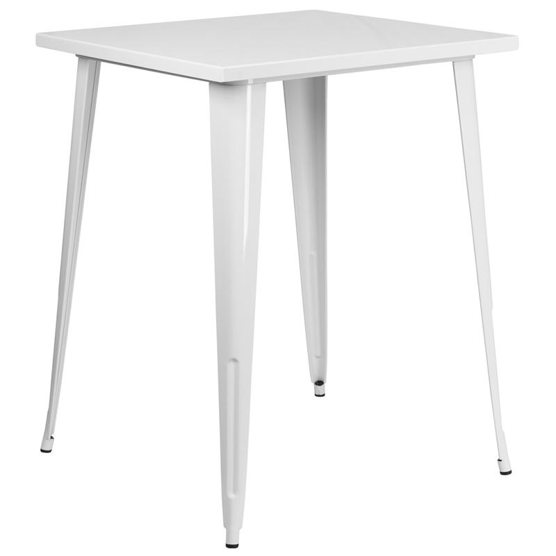 Commercial Grade 31.5" Square White Metal Indoor-Outdoor Bar Height Table By Flash Furniture | Outdoor Tables | Modishstore - 2
