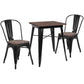 23.5" Square Black Metal Table Set With Wood Top And 2 Stack Chairs By Flash Furniture | Dining Sets | Modishstore