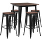 31.5" Square Black Metal Bar Table Set With Wood Top And 4 Backless Stools By Flash Furniture | Bar Stools & Table | Modishstore