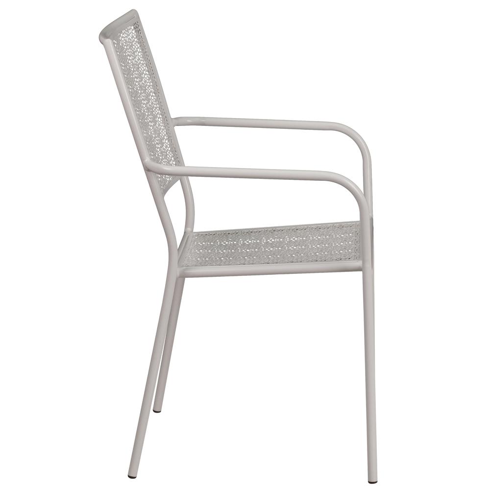 Commercial Grade Light Gray Indoor-Outdoor Steel Patio Arm Chair With Square Back By Flash Furniture | Dining Chairs | Modishstore - 2