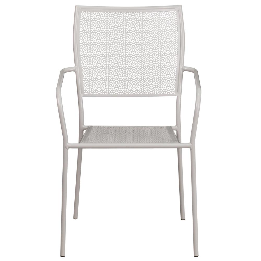 Commercial Grade Light Gray Indoor-Outdoor Steel Patio Arm Chair With Square Back By Flash Furniture | Dining Chairs | Modishstore - 4