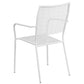 Commercial Grade White Indoor-Outdoor Steel Patio Arm Chair With Square Back By Flash Furniture | Dining Chairs | Modishstore - 3