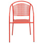 Commercial Grade Coral Indoor-Outdoor Steel Patio Arm Chair With Round Back By Flash Furniture | Dining Chairs | Modishstore - 4