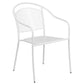 Commercial Grade White Indoor-Outdoor Steel Patio Arm Chair With Round Back By Flash Furniture | Dining Chairs | Modishstore