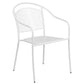 Commercial Grade White Indoor-Outdoor Steel Patio Arm Chair With Round Back By Flash Furniture | Dining Chairs | Modishstore - 1