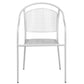 Commercial Grade White Indoor-Outdoor Steel Patio Arm Chair With Round Back By Flash Furniture | Dining Chairs | Modishstore - 4