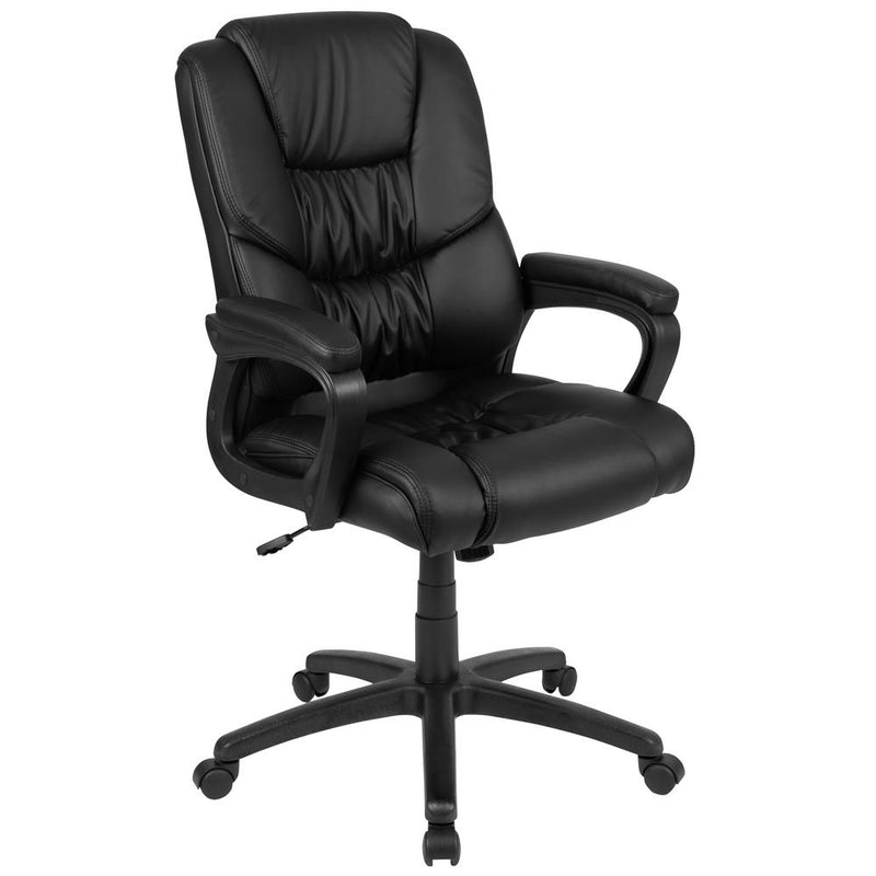 Flash Fundamentals Big & Tall 400 Lb. Rated Black Leathersoft Swivel Office Chair With Padded Arms, Bifma Certified By Flash Furniture | Office Chairs | Modishstore
