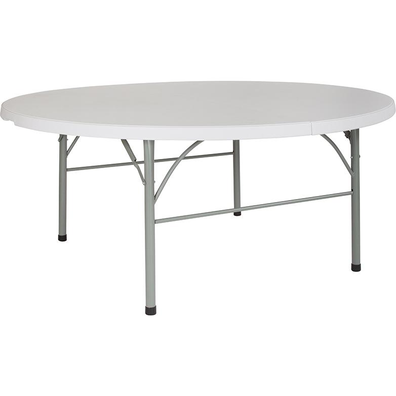6-Foot Round Bi-Fold Granite White Plastic Banquet And Event Folding Table With Carrying Handle By Flash Furniture | Side Tables | Modishstore - 2