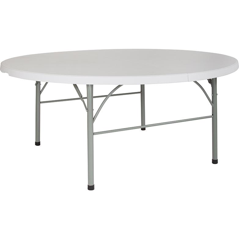 6-Foot Round Bi-Fold Granite White Plastic Banquet And Event Folding Table With Carrying Handle By Flash Furniture | Outdoor Tables | Modishstore - 2