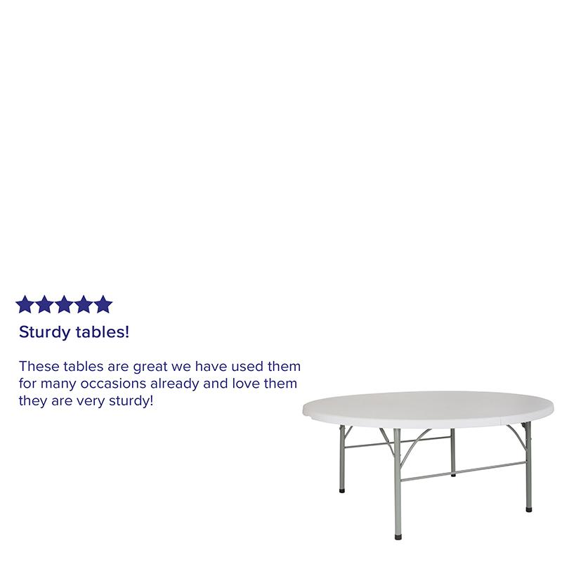 6-Foot Round Bi-Fold Granite White Plastic Banquet And Event Folding Table With Carrying Handle By Flash Furniture | Outdoor Tables | Modishstore - 4