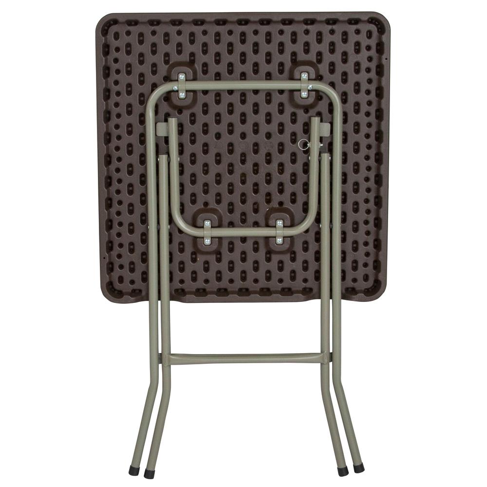 1.95-Foot Square Brown Rattan Plastic Folding Table By Flash Furniture | Outdoor Tables | Modishstore - 2