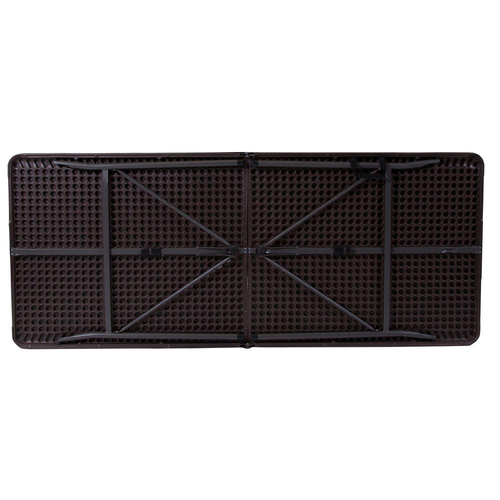 6-Foot Bi-Fold Brown Wood Grain Plastic Folding Table With Carrying Handle By Flash Furniture | Outdoor Tables | Modishstore - 3