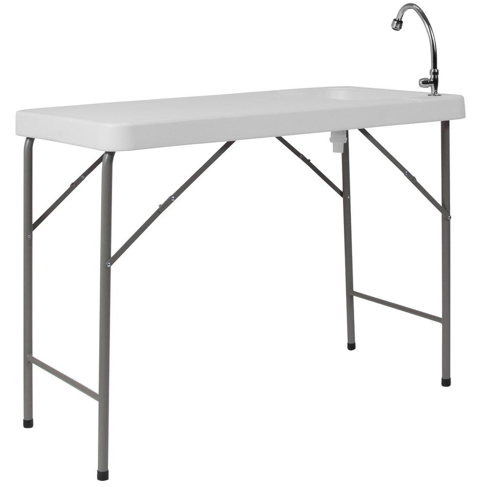 4-Foot Portable Fish Cleaning Table / Outdoor Camping Table And Sink By Flash Furniture | Outdoor Tables | Modishstore - 2