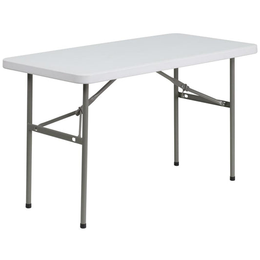 4-Foot Granite White Plastic Folding Table By Flash Furniture | Side Tables | Modishstore