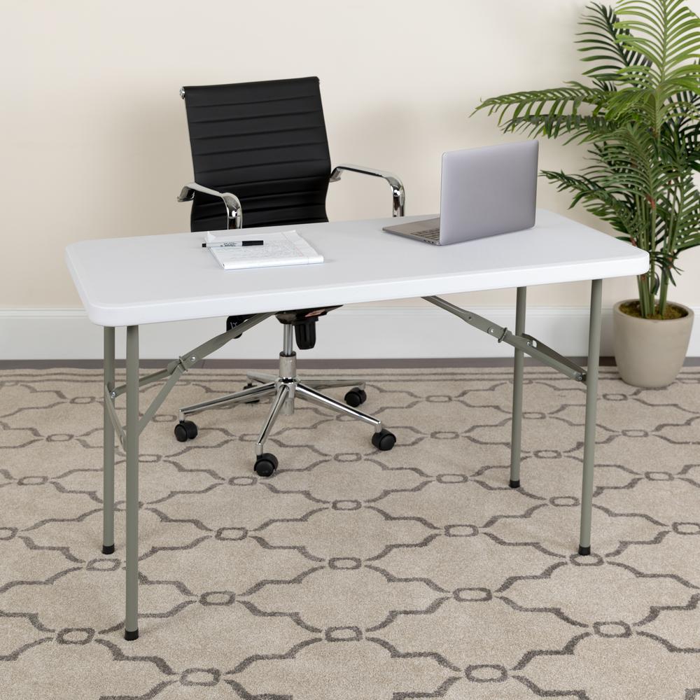4-Foot Granite White Plastic Folding Table By Flash Furniture | Side Tables | Modishstore - 2