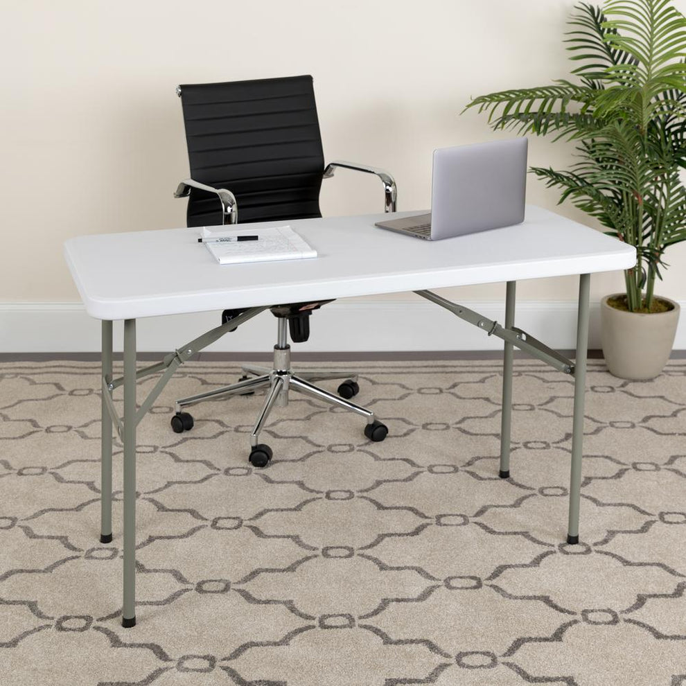 4-Foot Granite White Plastic Folding Table By Flash Furniture | Outdoor Tables | Modishstore - 2
