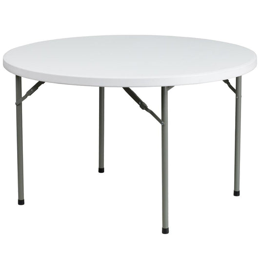 4-Foot Round Granite White Plastic Folding Table By Flash Furniture | Outdoor Tables | Modishstore - 1