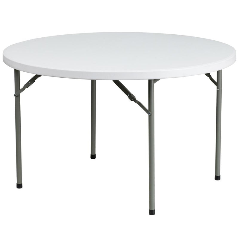 4-Foot Round Granite White Plastic Folding Table By Flash Furniture | Side Tables | Modishstore