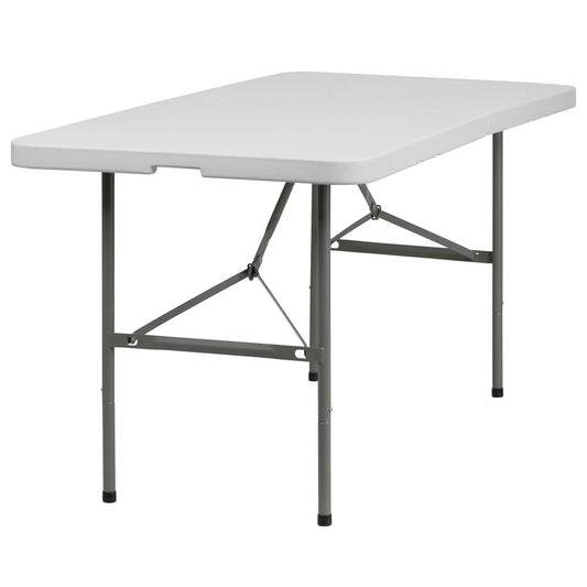 5-Foot Bi-Fold Granite White Plastic Folding Table By Flash Furniture | Outdoor Tables | Modishstore - 1