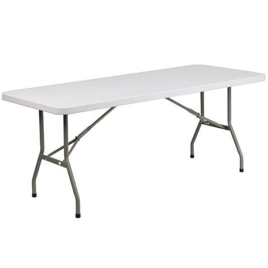 6-Foot Granite White Plastic Folding Table By Flash Furniture | Side Tables | Modishstore