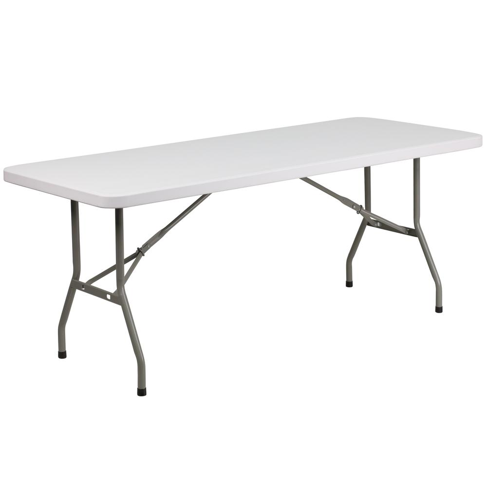 6-Foot Granite White Plastic Folding Table By Flash Furniture | Outdoor Tables | Modishstore - 1
