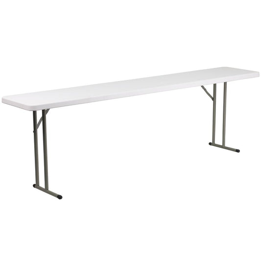8-Foot Granite White Plastic Folding Training Table By Flash Furniture | Side Tables | Modishstore - 1