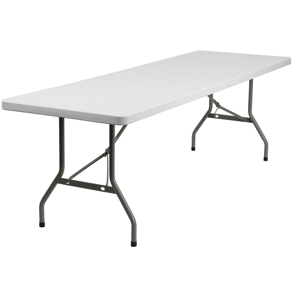 8-Foot Granite White Plastic Folding Table By Flash Furniture | Outdoor Tables | Modishstore - 1