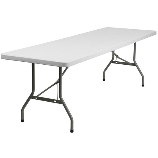 8-Foot Granite White Plastic Folding Table By Flash Furniture | Outdoor Tables | Modishstore - 1