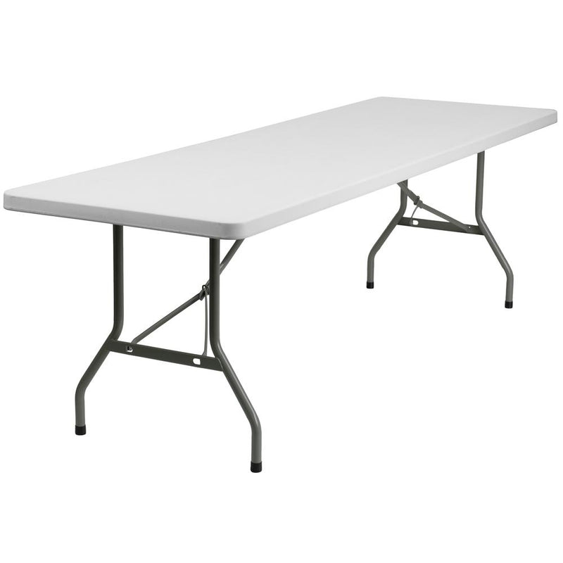 8-Foot Granite White Plastic Folding Table By Flash Furniture | Side Tables | Modishstore