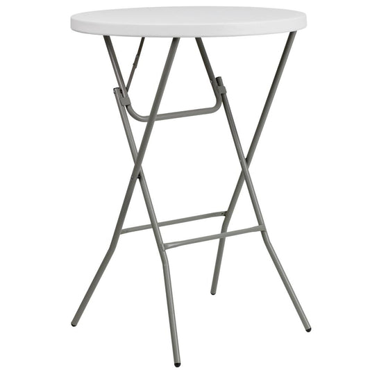 2.6-Foot Round Granite White Plastic Bar Height Folding Table By Flash Furniture | Side Tables | Modishstore