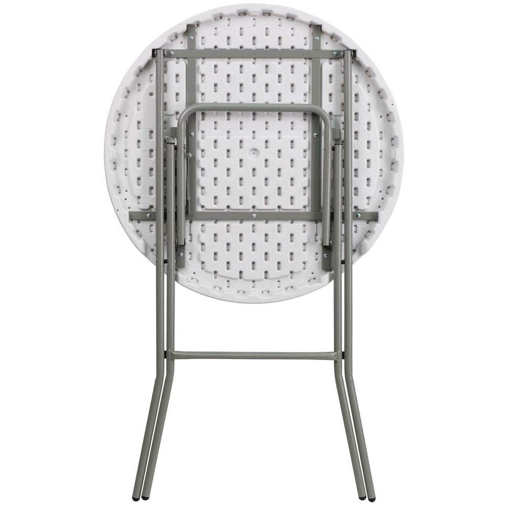 2.6-Foot Round Granite White Plastic Bar Height Folding Table By Flash Furniture | Outdoor Tables | Modishstore - 3