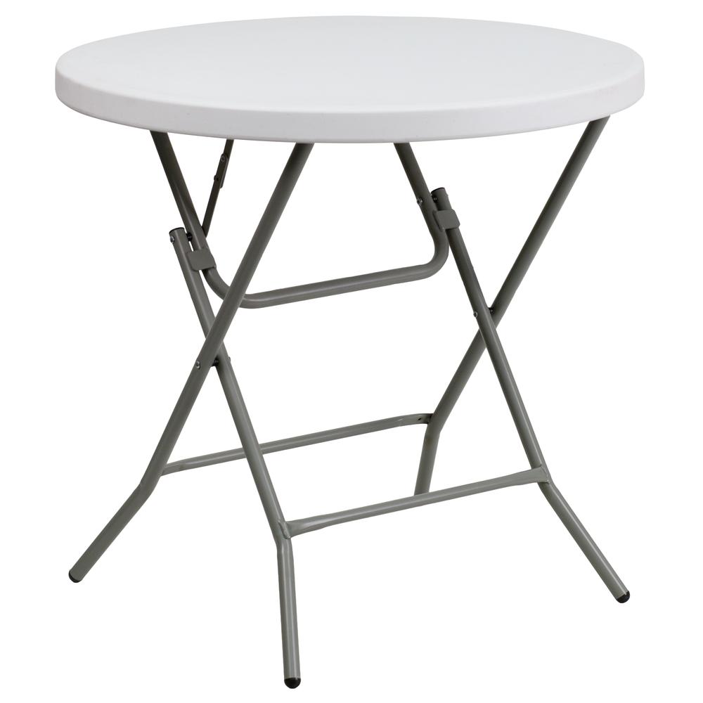 2.63-Foot Round Granite White Plastic Folding Table By Flash Furniture | Outdoor Tables | Modishstore - 1
