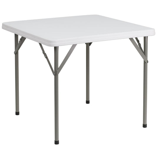 2.85-Foot Square Granite White Plastic Folding Table By Flash Furniture | Side Tables | Modishstore