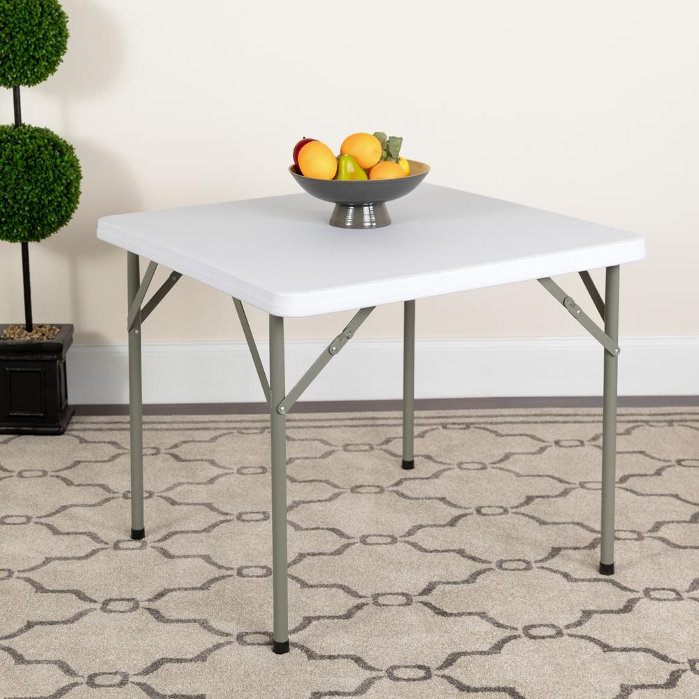 2.85-Foot Square Granite White Plastic Folding Table By Flash Furniture | Side Tables | Modishstore - 2