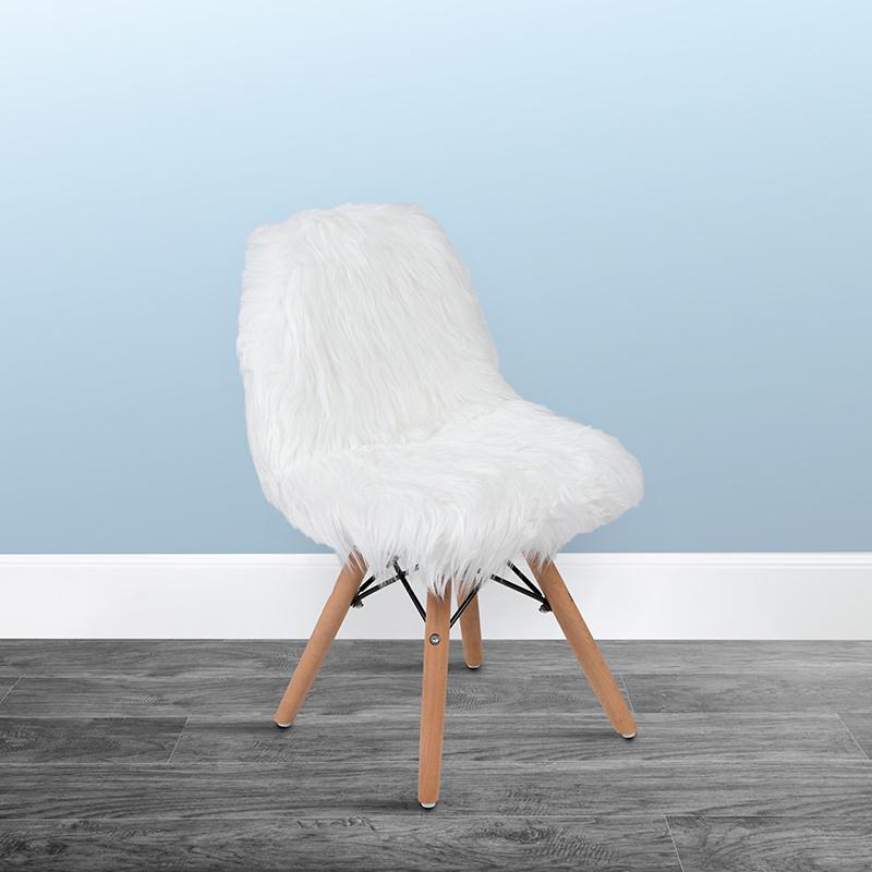 Kids Shaggy Dog White Accent Chair By Flash Furniture | Dining Chairs | Modishstore