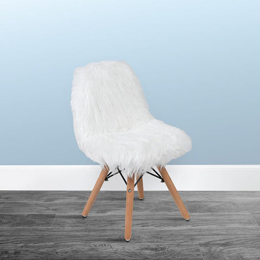 Kids Shaggy Dog White Accent Chair By Flash Furniture | Dining Chairs | Modishstore - 1