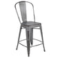 Commercial Grade 24" High Distressed Silver Gray Metal Indoor-Outdoor Counter Height Stool With Back By Flash Furniture | Bar Stools | Modishstore - 1