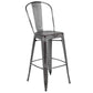 Commercial Grade 30" High Distressed Silver Gray Metal Indoor-Outdoor Barstool With Back By Flash Furniture | Bar Stools | Modishstore