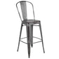 Commercial Grade 30" High Distressed Silver Gray Metal Indoor-Outdoor Barstool With Back By Flash Furniture | Bar Stools | Modishstore - 1