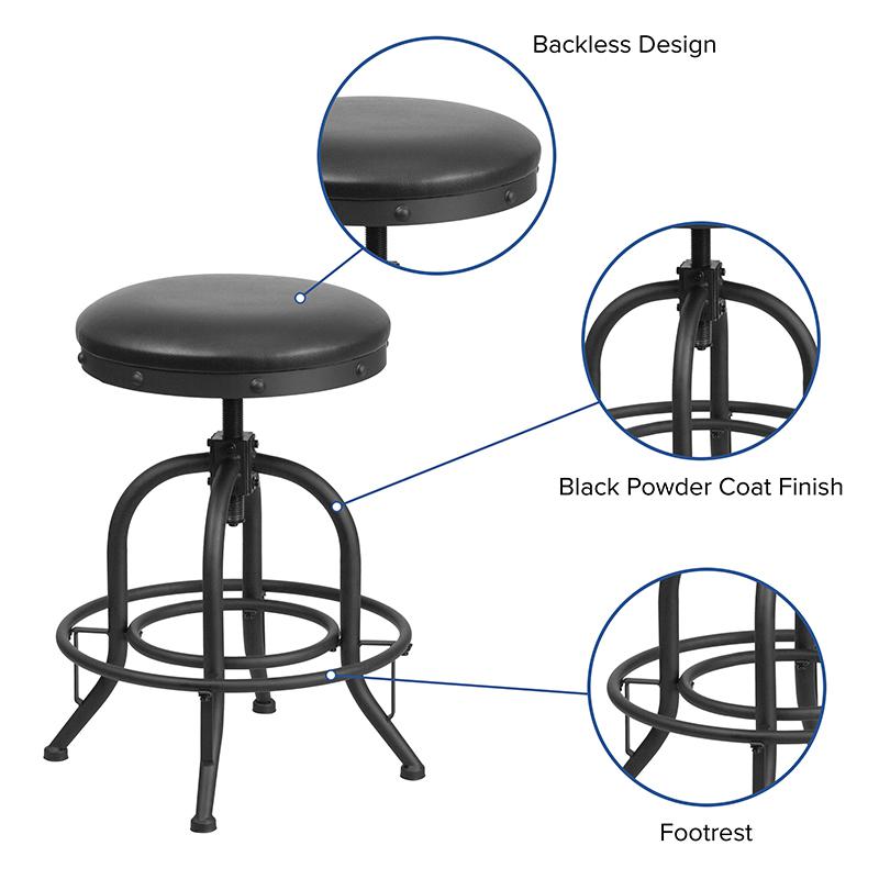 24'' Counter Height Stool With Swivel Lift Black Leathersoft Seat By Flash Furniture | Bar Stools | Modishstore - 4