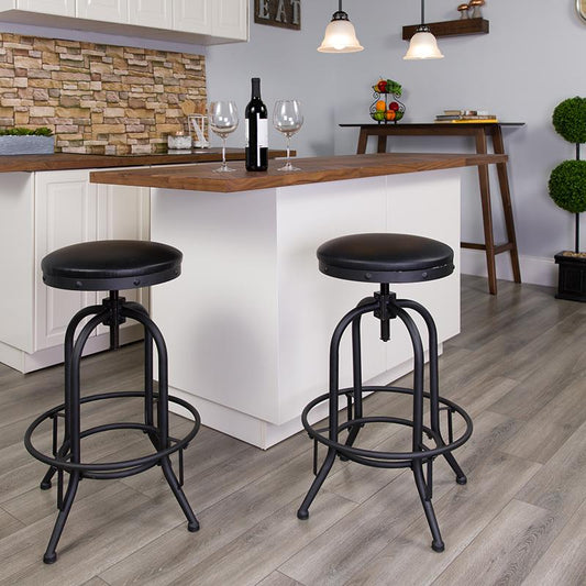 30'' Barstool With Swivel Lift Black Leathersoft Seat By Flash Furniture | Bar Stools | Modishstore - 1