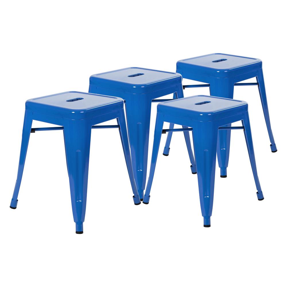 18" Table Height Stool, Stackable Backless Metal Indoor Dining Stool, Commercial Grade Restaurant Stool In Royal Blue - Set Of 4 By Flash Furniture | Bar Stools | Modishstore - 3