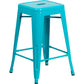 Commercial Grade 24" High Backless Crystal Teal-Blue Indoor-Outdoor Counter Height Stool By Flash Furniture | Bar Stools | Modishstore - 2