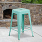 Commercial Grade 24" High Backless Mint Green Indoor-Outdoor Counter Height Stool By Flash Furniture | Bar Stools | Modishstore